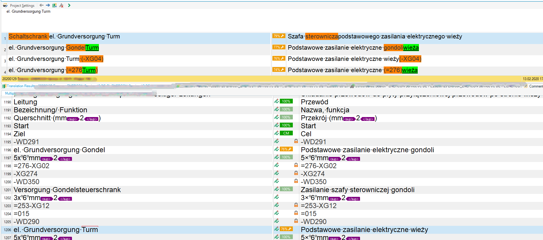 Screenshot of Trados Studio interface showing a list of translation matches with the third match highlighted, indicating it is the correct match needed for the translation.