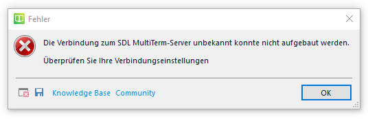 Error message received in MultiTerm 2019 SR2