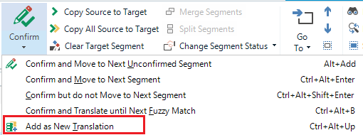 Add as New Translation highlighted