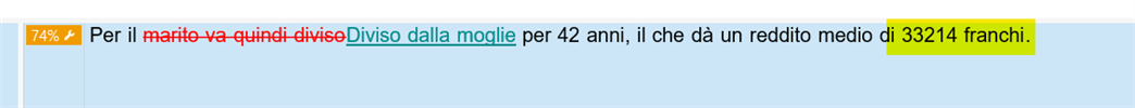 Screenshot of a fuzzy match in Trados Studio with a formatting issue where the number '33214' lacks a non-breaking space, highlighted in yellow.