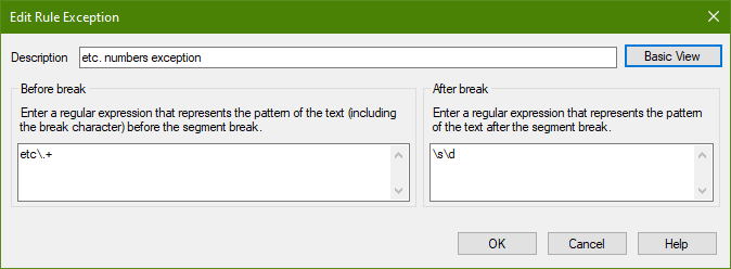 Screenshot showing the additional etc. following by a number exception rule.