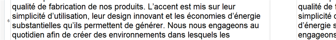 Screenshot of Trados Studio interface displaying identical French text in both source and target columns, indicating a possible error in translation memory or project setup.