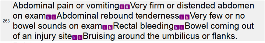 Screenshot of Trados Studio showing a segment with multiple sentences not properly segmented, including tags like 'li'. Purple and blue underlines indicate potential segmentation issues.