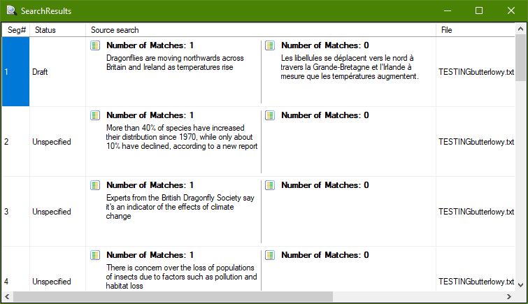 Screenshot showing a preview of the successful replace operation in the sdlxliff toolkit plugin.