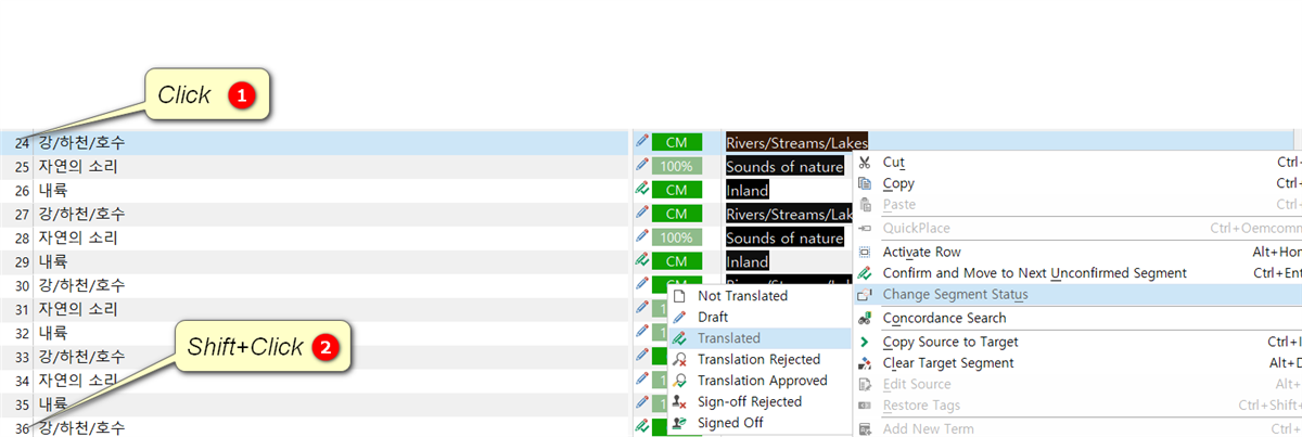 screenshot showing how to select the rows with the mouse.