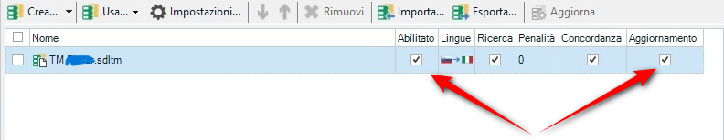 Screenshot showing the aenable TM and Update M checkboxes ticked.