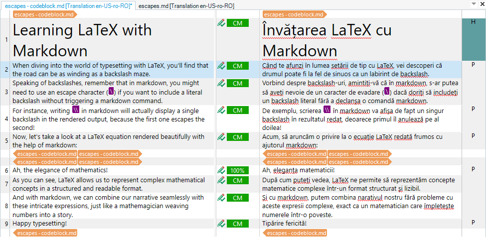 Screenshot showing the edited MD file in the Studio editor and fully translated into Romanian.