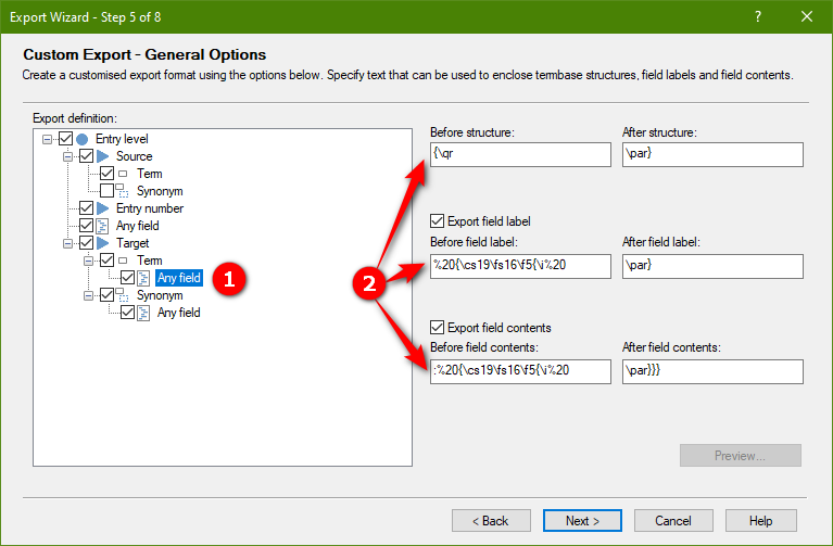 Screenshot showing step 5 of 8 and which fields get edited.