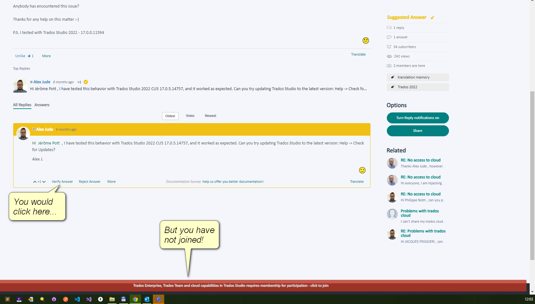 Screenshot showinghow to verify the answer AFTER you have joined the community group!