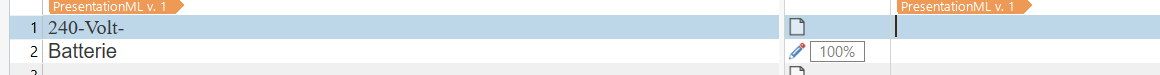 Screenshot of Trados Studio interface showing two separate segments: '1 240-Volt-' and '2 Batterie'.