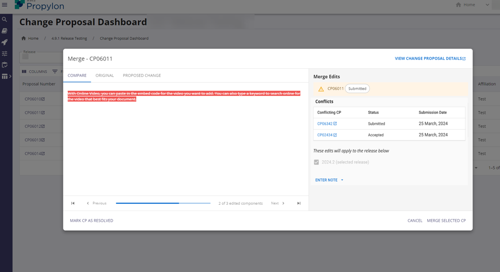 Change Proposal Merge Dialog