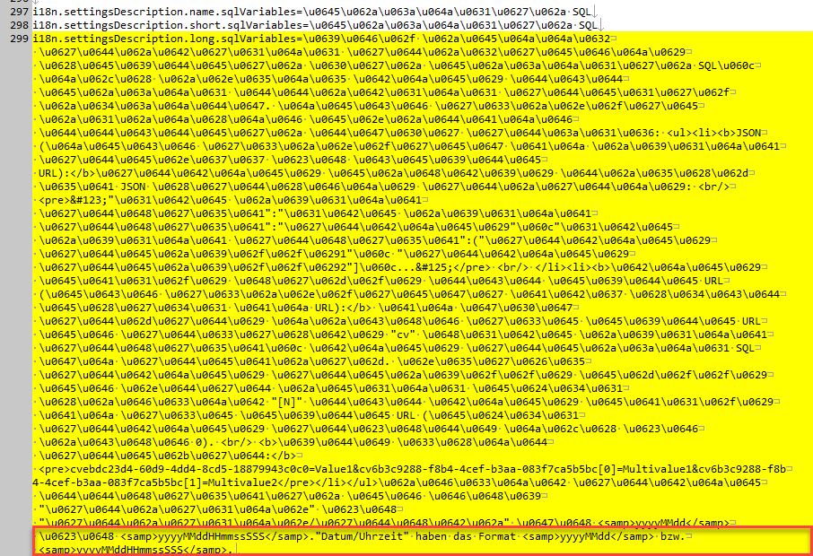 Screenshot of Trados Studio showing a list of untranslated strings with placeholders and German phrases in a project for Arabic translation.