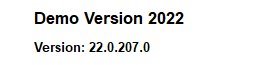 Screenshot showing the title 'Demo Version 2022' and version number '22.0.207.0' of a software product.