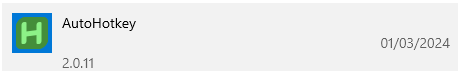 Screenshot showing the AutoHotkey application icon with version number 2.0.11 and a date of 01032024.