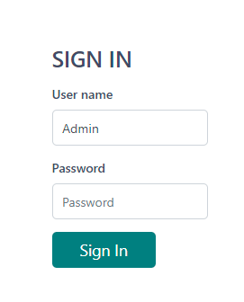 Trados Business Manager login screen with empty username and password fields and a 'Sign In' button.