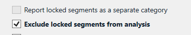 Checkbox options: 'Report locked segments as a separate category' is unchecked, and 'Exclude locked segments from analysis' is checked.