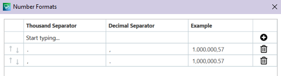 Screenshot of Trados Studio Number Formats settings with Thousand Separator and Decimal Separator options.
