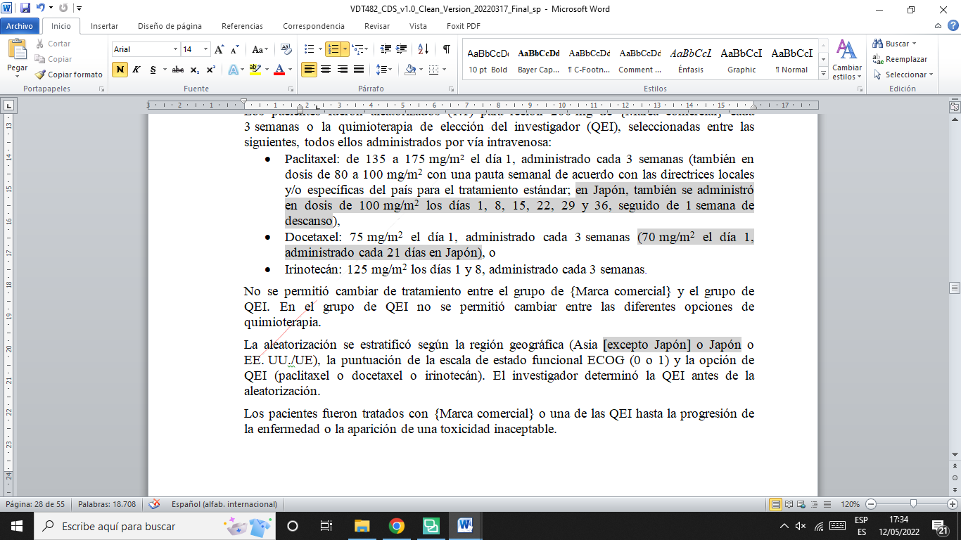 Screenshot of a Microsoft Word document with Spanish text, showing a red oblique line across the page, indicating a potential formatting or printing issue.