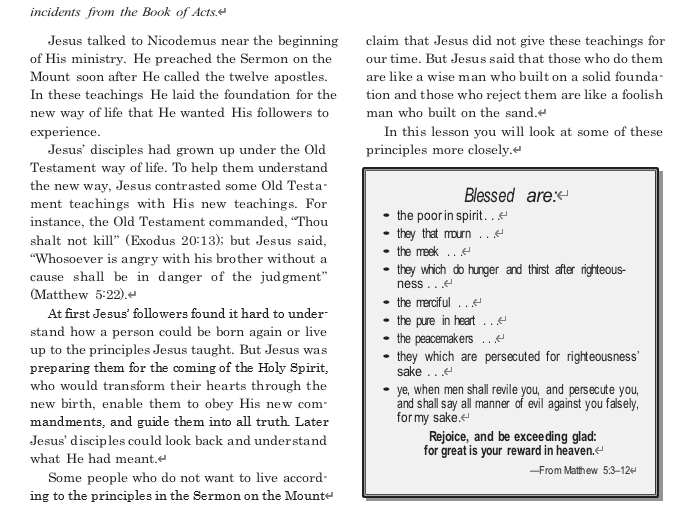 Screenshot of a Word document with text overlapping and misaligned, including a section titled 'Blessed are:' with items listed incorrectly.