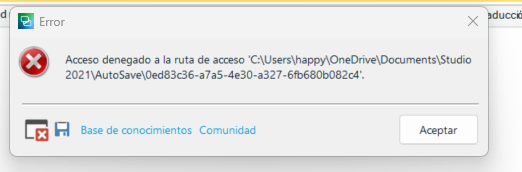 Error message in Trados Studio saying 'Access denied to the path' with a file path in the user's OneDrive Documents folder.