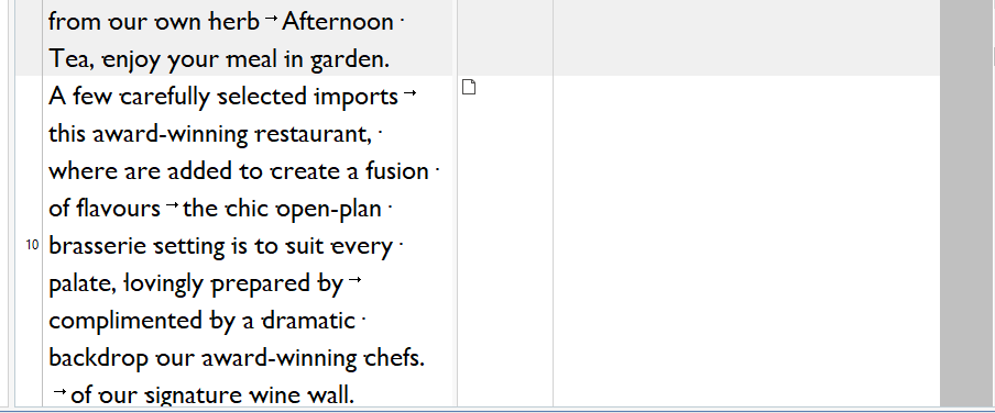 Screenshot of Trados Studio editor showing mixed-up sentences from two-column text with small arrows indicating errors.