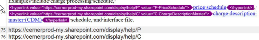 Screenshot of Trados Studio showing correctly extracted hyperlinks with full addresses and display text highlighted in purple.