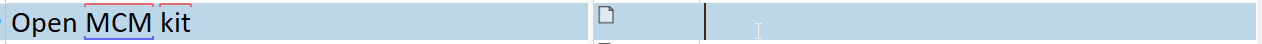 Screenshot of Trados Studio showing text with the acronym 'MCM' highlighted, indicating it is recognized and matched by the software.