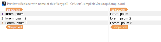 Final preview in Trados Studio showing clean segmentation of text 'lorem ipsum' without XML tags.