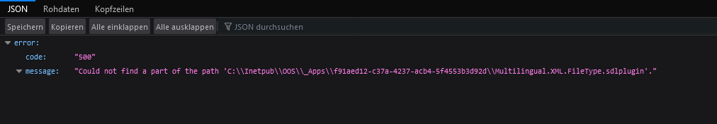 Error message in Trados Studio 2021 stating 'Could not find a part of the path C:IntepubDOOSAppsTradosStudio...MultilingualXML.FileType.sdlplugin'.