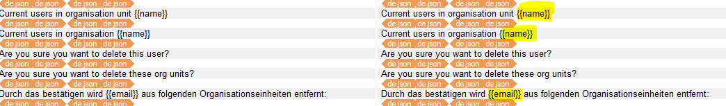 Trados Studio screenshot displaying a confirmation message with non-translatable placeholders highlighted.
