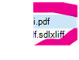 Screenshot showing two project files in Trados Studio, one with a '.pdf' extension and the other with a '.sdlxliff' extension.