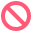 A red circle with a diagonal line indicating a prohibition or restriction, commonly known as a 'no' symbol.