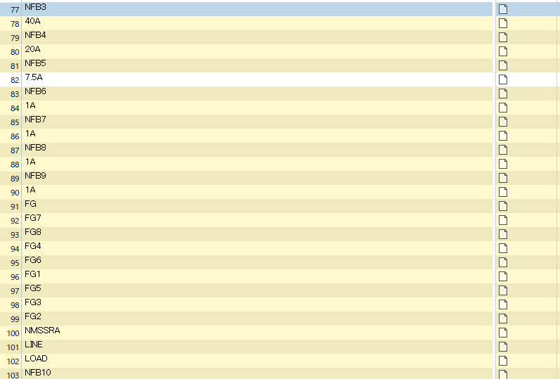 Screenshot of Trados Studio editor view showing a list of alphanumeric combinations such as 'NF8B3', '40A', 'NF8E4', which the user wants to exclude from translation.