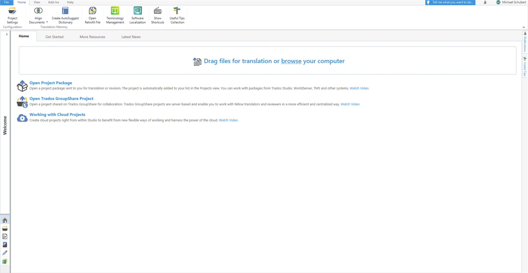 Trados Studio 2021 interface with 'Change Scaling Behaviour' add-in, showing clear and properly scaled text and icons.