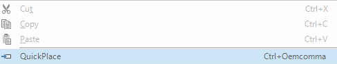 Screenshot of Trados Studio's pop-up menu with the 'Copy' option greyed-out and unavailable, while 'Cut' and 'Paste' options are active.