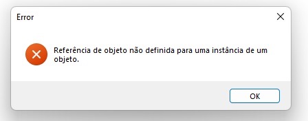 Error pop-up message in Trados Studio stating 'Object reference not set to an instance of an object' with an OK button.