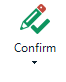 Icon of a pencil with a checkmark next to the word 'Confirm' indicating the action to confirm a translated segment in Trados Studio.