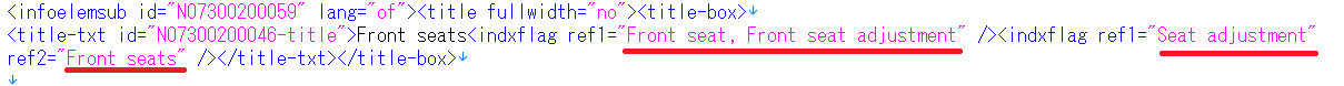 Screenshot of an XML file with parts of the text underlined in red, indicating areas to include for translation in Trados Studio.