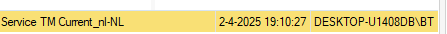 Screenshot showing a Trados Studio TM entry with a timestamp and user ID 'DESKTOP-U1408DBBT'.