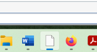 Screenshot of a taskbar showing a blank white icon in place of the Trados Studio logo, positioned between the Microsoft Word and Firefox icons.