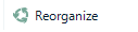 Close-up of the 'Reorganize' button in Trados MultiTerm with a green circular arrow icon.