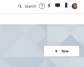 Screenshot showing the 'New' button at the top of the RWS Support Gateway page to start a new thread.