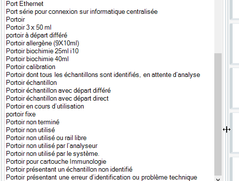 List of search results in MultiTerm containing various entries with the term 'portoir', including phrases like 'Portoir calibration' and 'Portoir non utilise'.