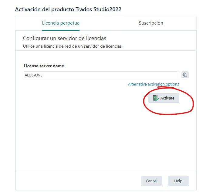 Trados License Manager screen showing 'Studio - Professional Commuter 2022' activated with no remaining seats.