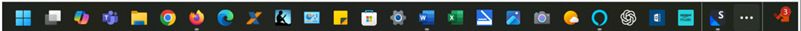 Windows taskbar showing various application icons, including Microsoft Edge, Chrome, Firefox, Excel, Word, and others, with a black background.