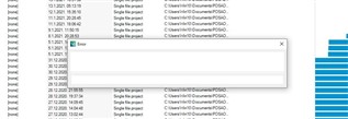 Trados Studio 2021 screenshot showing an empty error dialog box with no text, appearing after clicking the New project icon.