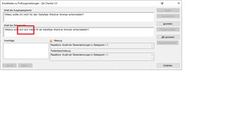 Screenshot of Trados Studio Ideas QA message box showing an error highlighted in red with the message 'Position: Results of the term recognition: 2 duplicates 1'.