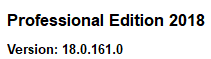 Screenshot showing Trados Studio Professional Edition 2018 version number 18.0.161.0.