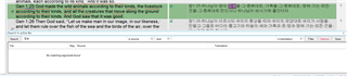 Screenshot of Trados Studio's edit window showing the target pane with specified content to search, and the Integrated Search views with the content incorrectly forced into the 'in source' search input.