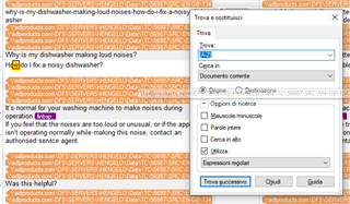 Trados Studio screenshot with a search and replace function using regex A-Z incorrectly highlighting all letters, not just uppercase.